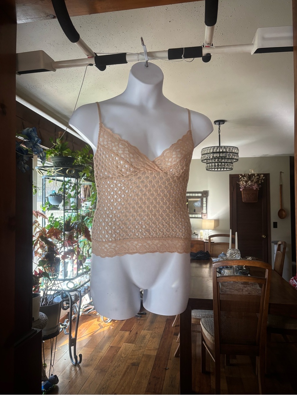 Vintage Only Hearts by Helena Stuart Beige Lace Eyelet Knit Women’s Camisole